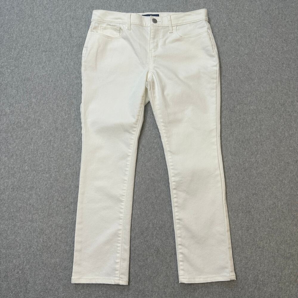 Old Navy Jeans SZ 14 Skinny Capri Mid Rise Callalily White Denim Stretch Button